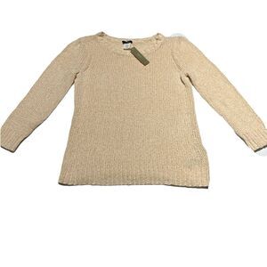 J.Crew Sweater Women's Size XS Ivory Twisted Stitch Pullover Cotton Linen NWT